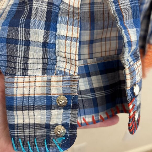 Upcycled Vintage Levi Plaid Button Front Shirt Wearable Art - Picture 7 of 16